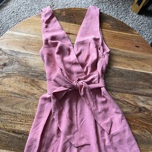 LULUS - Pink Jumpsuit Tie-Front Wide-Leg (S)
